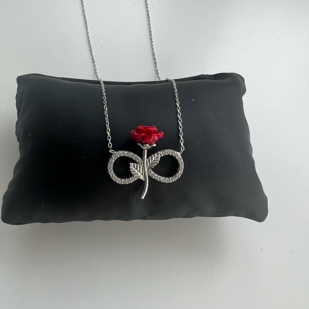 Rose/ infinity 925 silver necklace